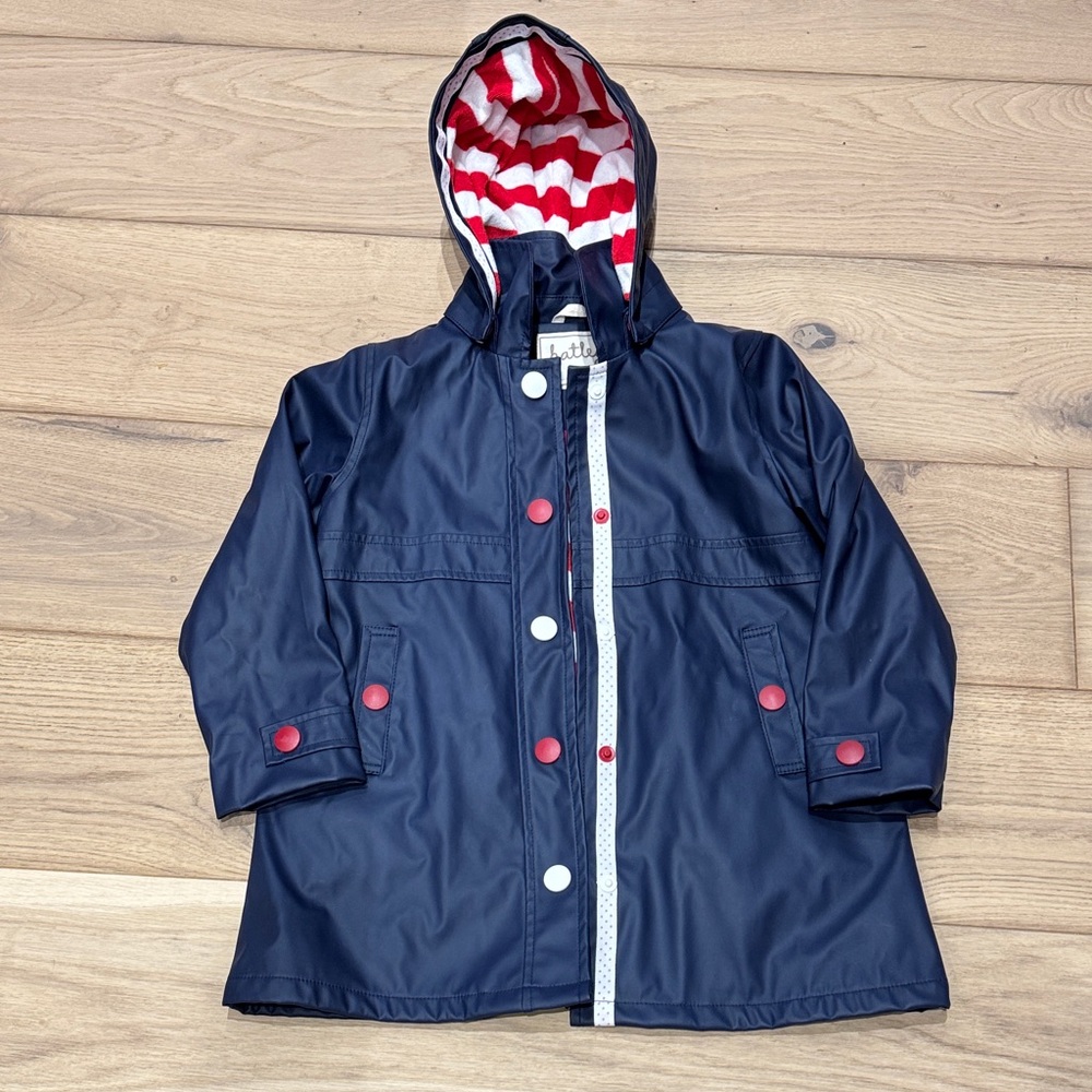 HATLEY Navy Blue Kids Hooded Rain Jacket